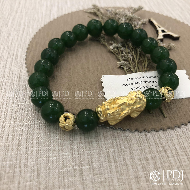 Vòng Thạch Anh Xanh 8 Ly Tỳ Hưu Bạc Si PDJ